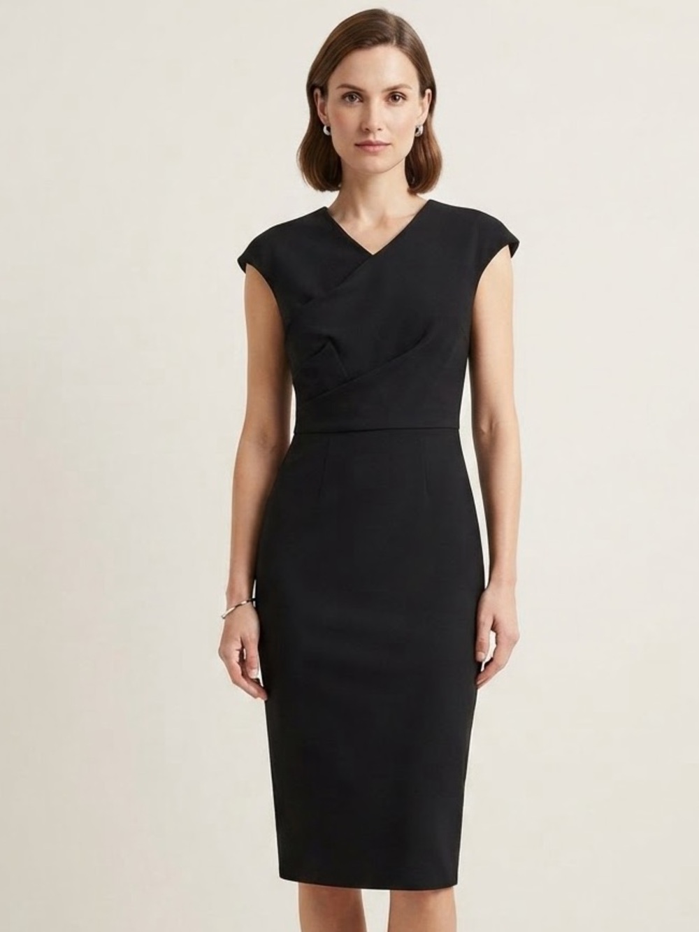 Ted Baker Sz 2 Black Tailored Business Office Pencil Elegant Dress